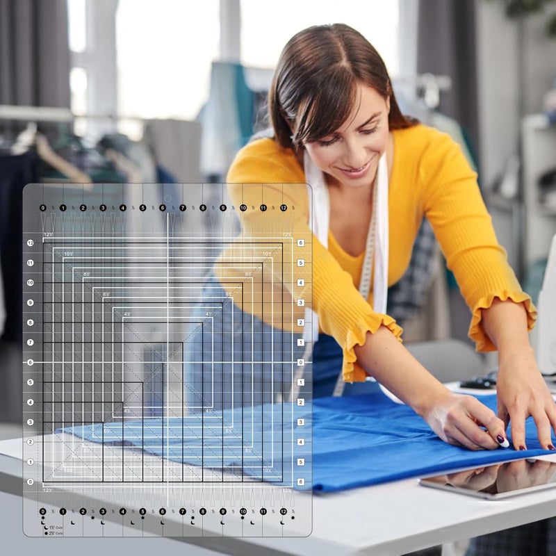 LuxLoome Quilting Ruler,14.5 * 17.75",Slotted Patchwork Ruler & Template,Non-Slip Grip Acrylic Fabric Strip Cutting, Sewing, Crafting - Image 5